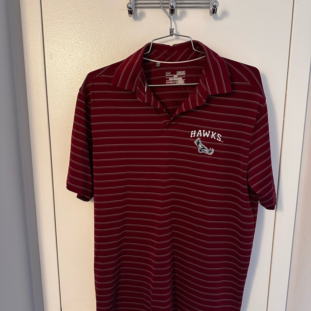 Saint Joseph’s University Under Armour Maroon Polo with White Stripes